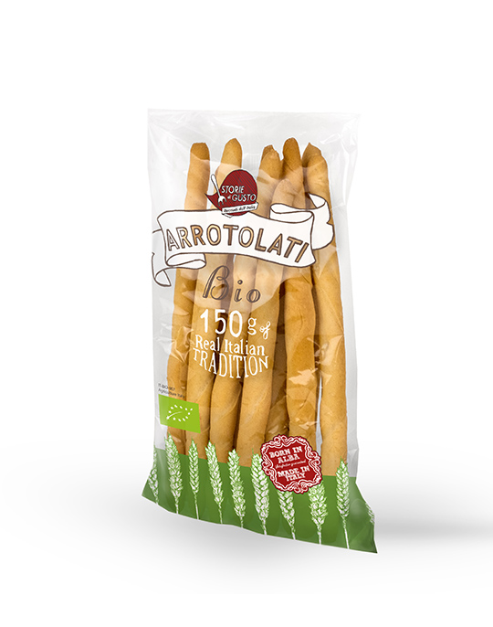 The original Arrotolati by Storie di Gusto™ La Tradizione Organic line bag printed 150 g