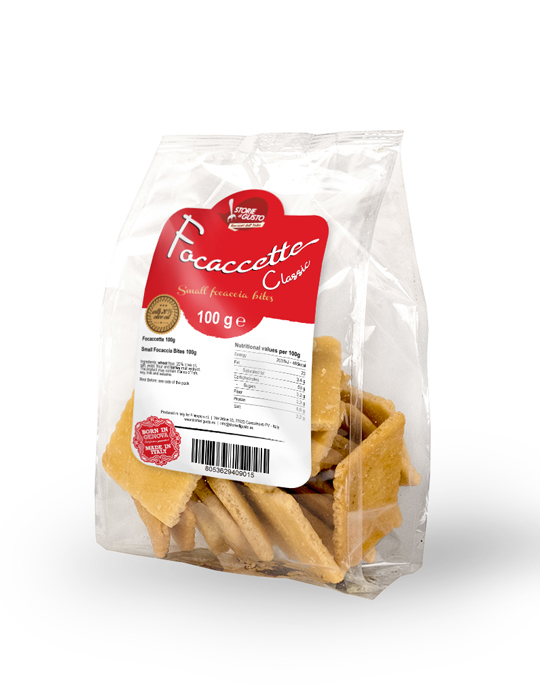 Focaccette Croccante Storie di Gusto™, la vera focaccia genovese, Linea Classica flow pack 100 grammi