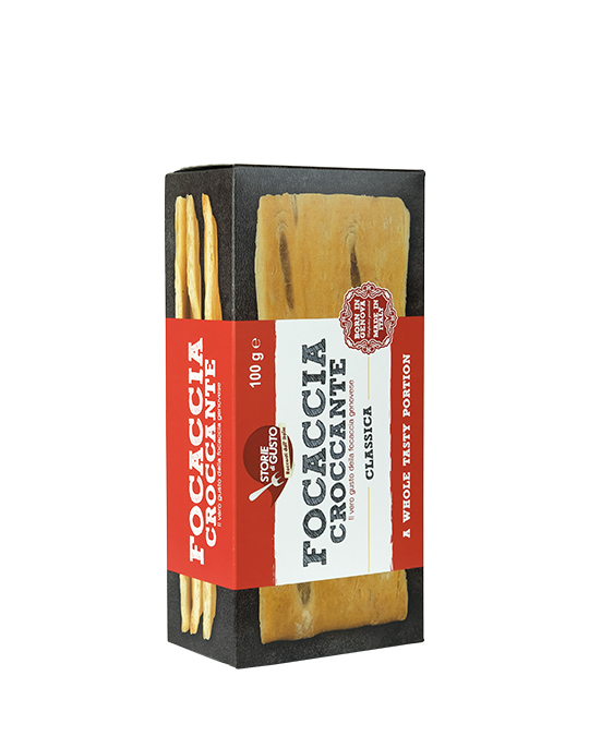 Focaccia Croccante Storie di Gusto™, la vera focaccia genovese, Linea Classica box 100 grammi