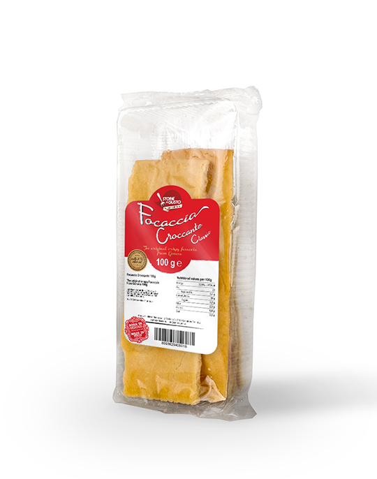 Focaccia Croccante Storie di Gusto™, la vera focaccia genovese, Linea Classica vaschetta 100 grammi